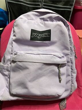 Jansport Light Lavender Classic Backpack with Multicolor Zipper Pulls